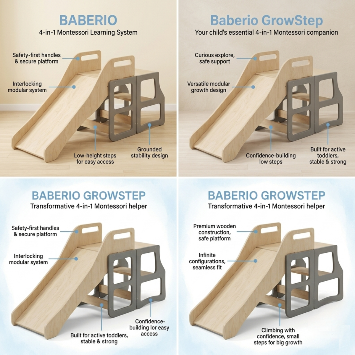 Baberio GrowStep 4-in-1 Montessori Toddler Tower