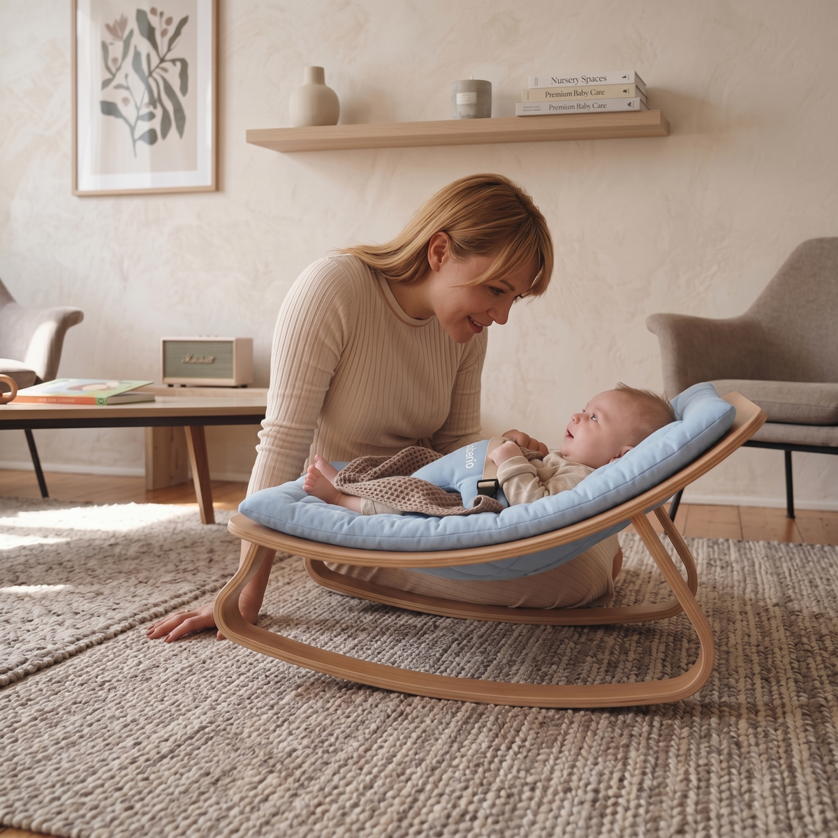 Baberio RockNest Minimalist Wooden Baby Rocker