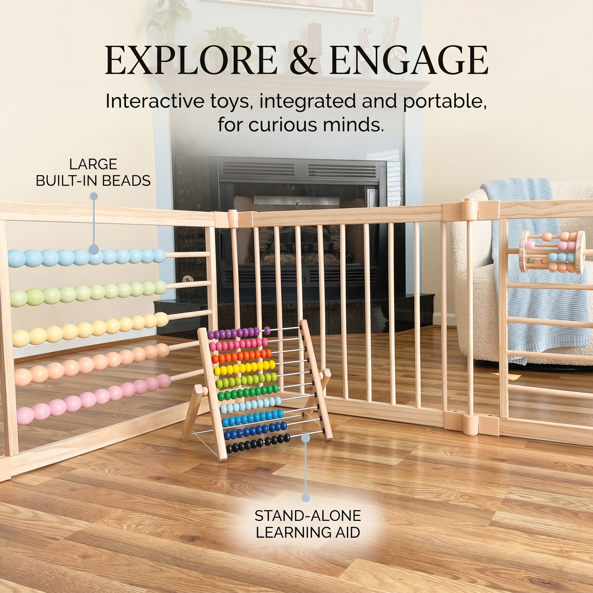 Baberio WonderYard Wooden Baby Playpen