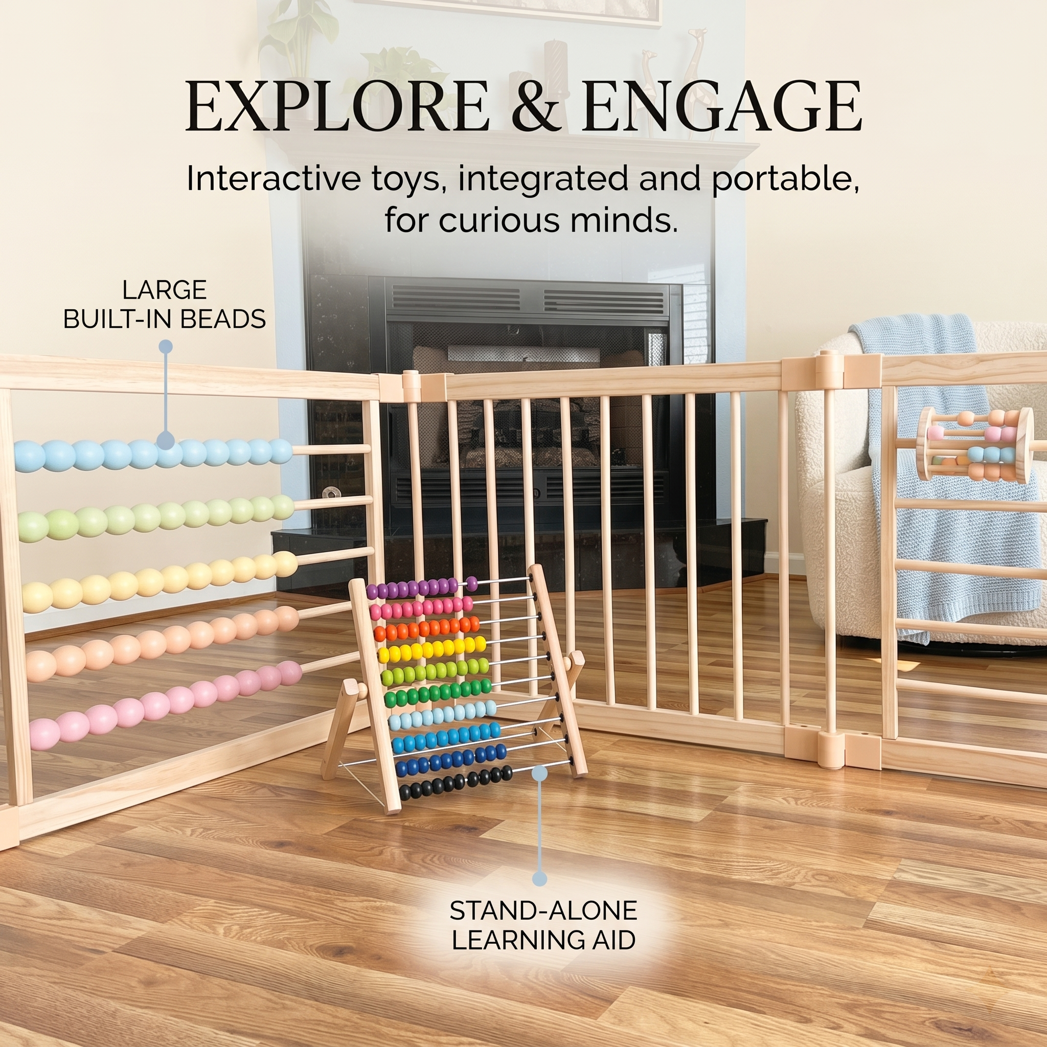 Baberio WonderYard Wooden Baby Playpen