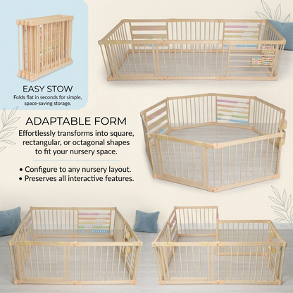Baberio WonderYard Wooden Baby Playpen