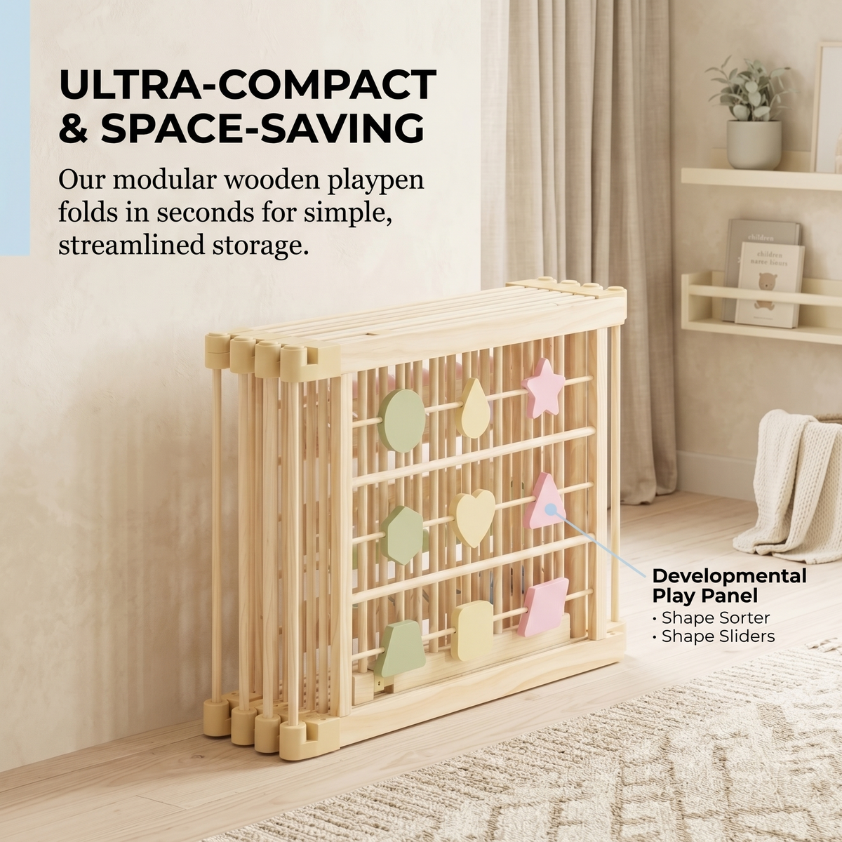 Baberio WonderYard Wooden Baby Playpen