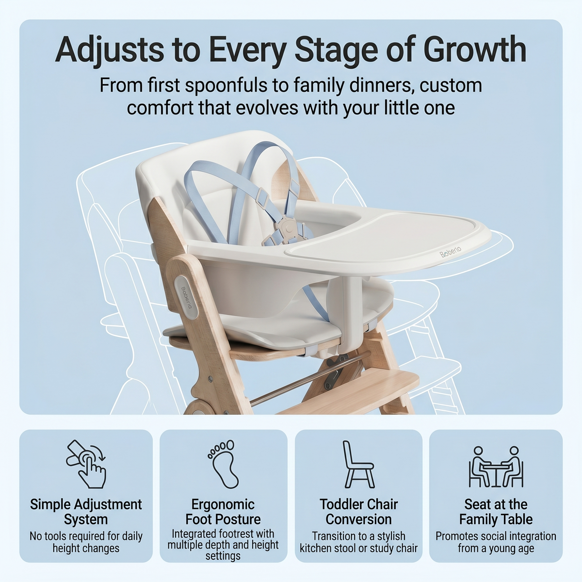 Baberio GrowNest Adjustable Baby High Chair
