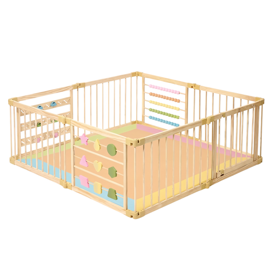 Baberio WonderYard Wooden Baby Playpen
